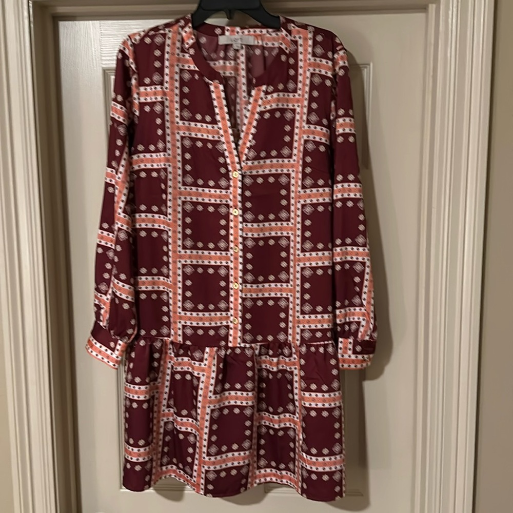 Loft Border Flounce Shirtdress